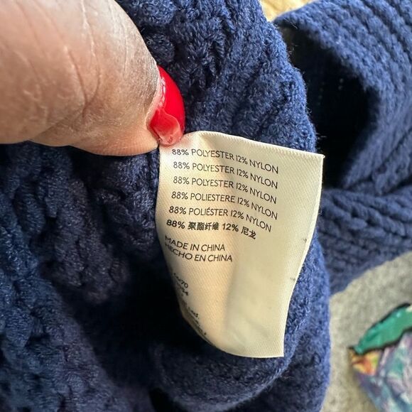 Free People Vanguard Blue Pullover Chunky Knit Cropped Sweater L - Picture 8 of 9